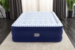 Bestway Tritech Fashion Flock Air Mattress Queen 20” with Built-in AC Pump and Antimicrobial Coating