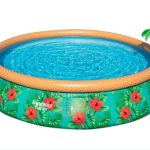 Fast Set 15' x 33" Paradise Palms Inflatable Round Pool Liner Replacement, Tropical