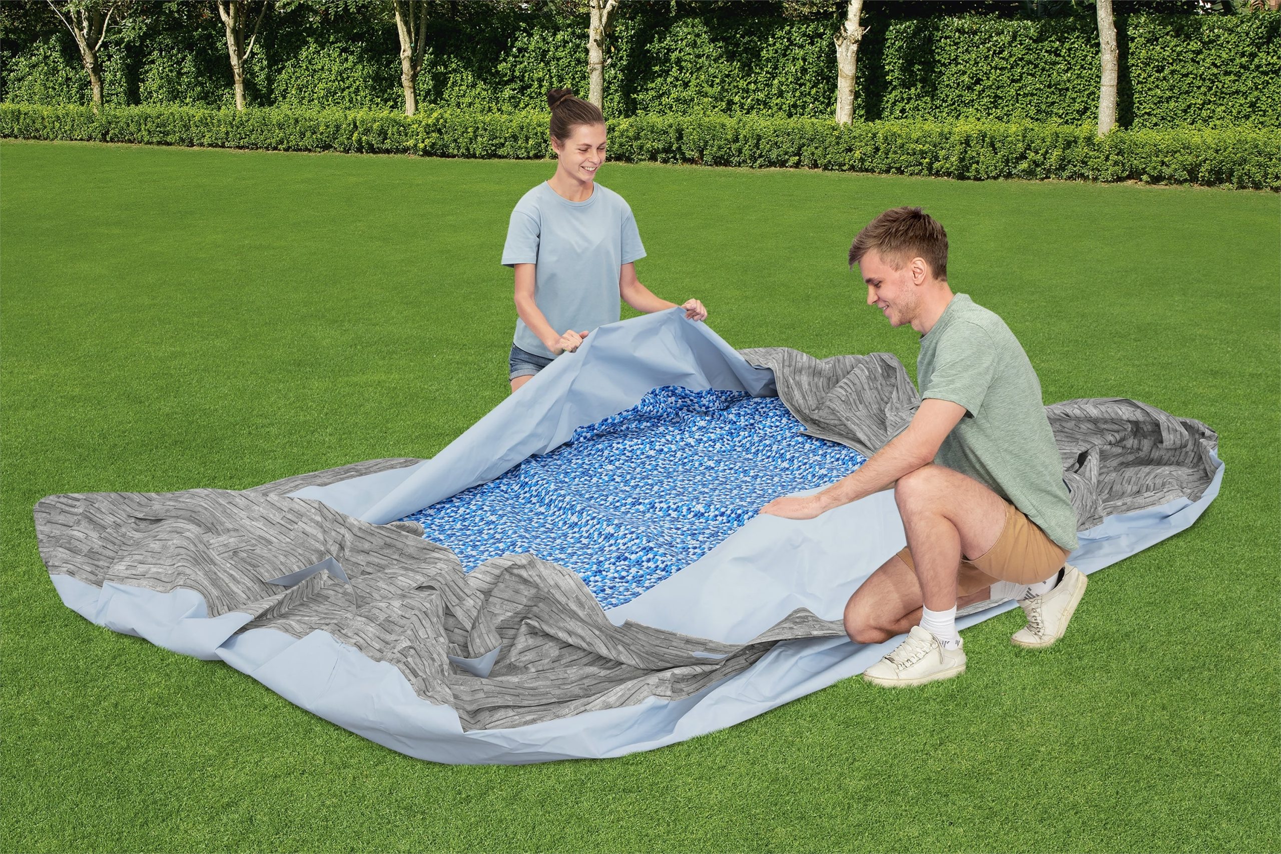 qfhjcfhypzuclcol0ddw Coleman 16' x 10' x 42" Oval Above Ground Pool Liner Replacement, Gray - Image 1